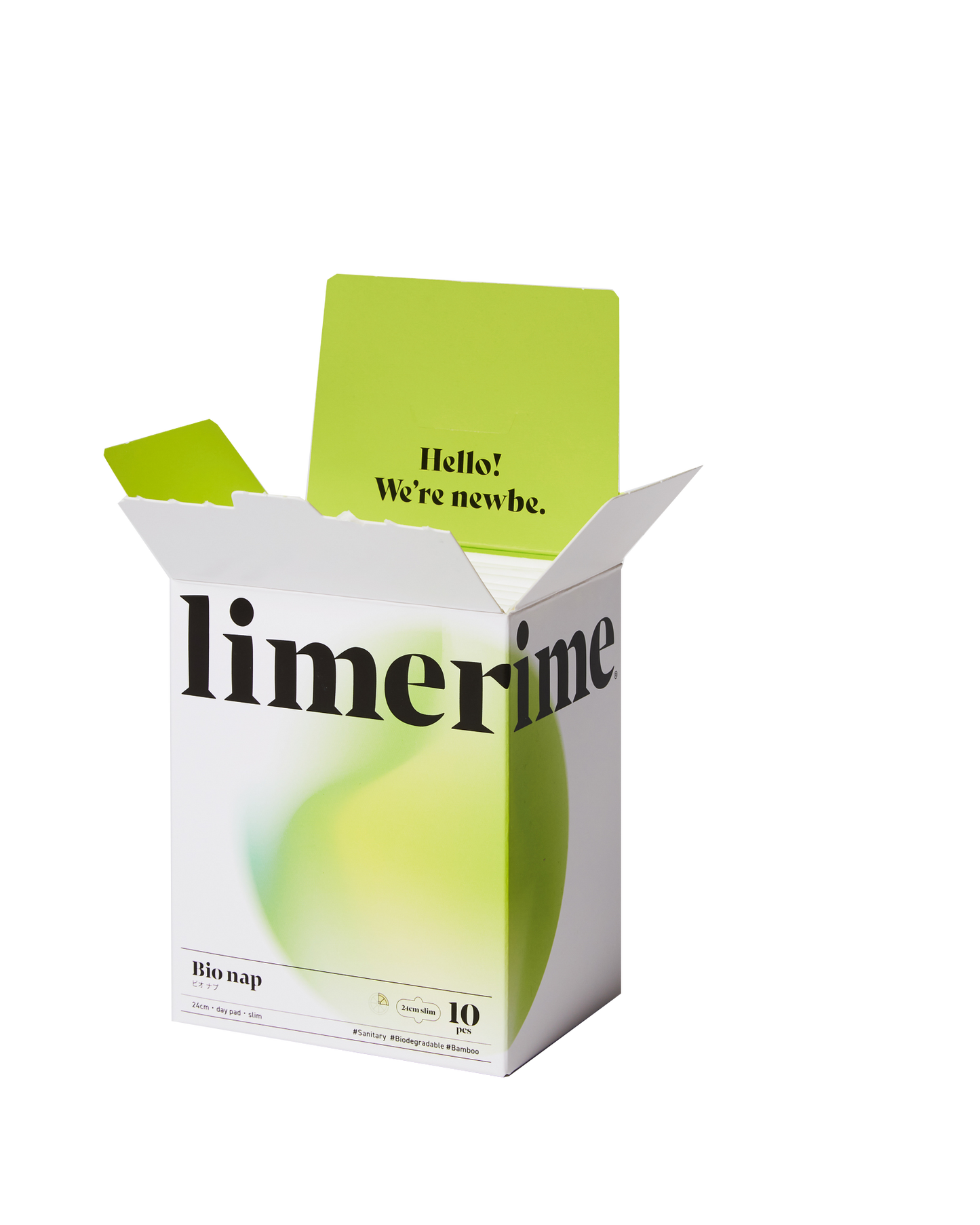 【羽つき 昼用スリム24cm】オーガニック生理ナプキン 月経 limerime バンブーサニタリーパッド 10枚入