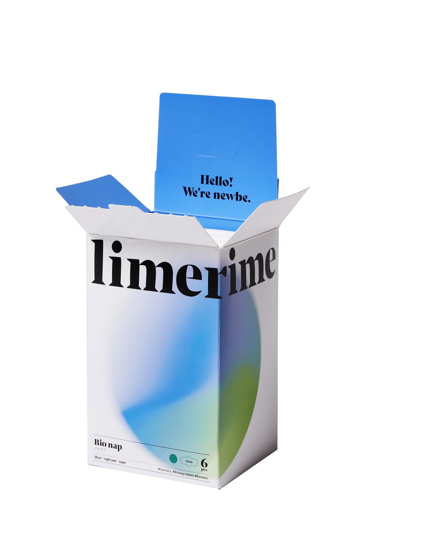 【羽つき夜用スーパー35cm】オーガニック生理ナプキン 月経 limerime バンブーサニタリーパッド 6枚入